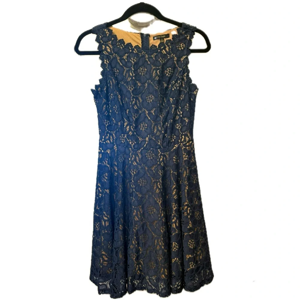 City Studio Navy Lace Mini Dress - Picture 1 of 3